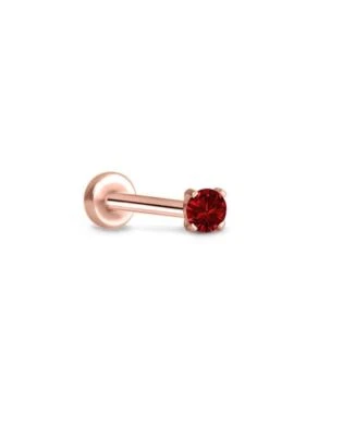 Threadless Labret Nose Ring Monroe Push Pin Rose Gold Steel 1.5mm Prong CZ - Image 1 of 2