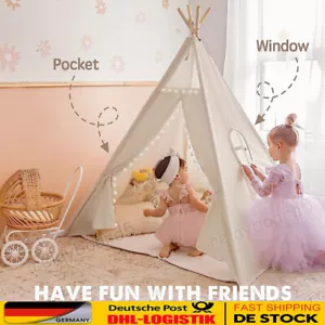 Kinder Tipi Zelt Spitze+Holz Kinderzel Kinderzimmer,Mädchen drinnen spielzelt` - Bild 1 von 16