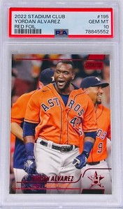 Yordan Alvarez 2022 Topps Stadium Club Red Foil #195 Houston Astros PSA 10