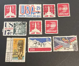 US Airmail stamps. Used. Lot #4 of 10 stamps. - Picture 1 of 1