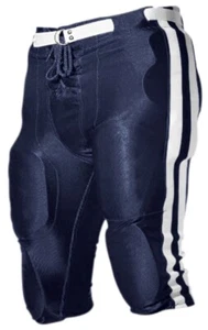 Pantalones de fútbol Alleson juveniles azul marino deslumbrante con trenzas rayas blancas - Imagen 1 de 4