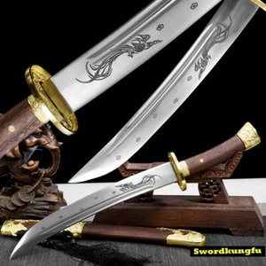 Battle Ready Chinese KUNGFU Short Dao Sword Xiao Broadsword 1095 Carbon Steel - Bild 1 von 10