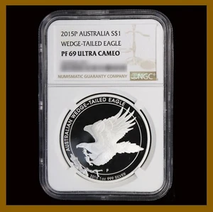 Australia 1 Dollar 1 oz Silver Proof Coin, 2015 Wedge Tailed Eagle NGC PF 69 COA - Picture 1 of 6