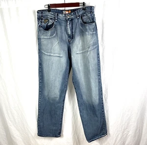 Jeans da uomo Akademiks taglia 36 logo Spellout 33"" Inseam in perfette condizioni 13"" spedizione rapida! - Foto 1 di 6