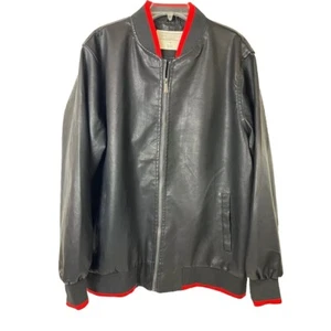 CHORCLOTHING Co Giubbotto Bomber Uomo Nero e Rosso Ecopelle Zip Tg XL - Foto 1 di 14