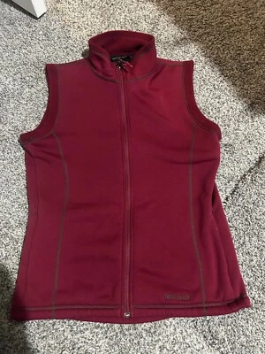 Colete feminino Marmot zíper completo médio marrom lã bolso pescoço simulado - Imagem 1 de 2