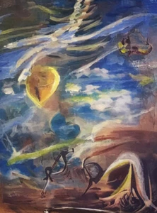 QUADRO ORIGINALE SURREALISMO PAESAGGIO STILE DALI STAMPA GICLÉE SU TAVOLA TELA - Foto 1 di 2
