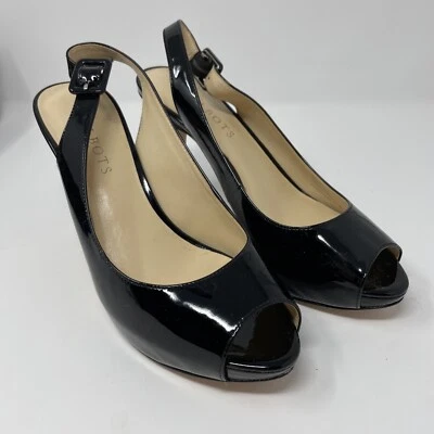 Talbots Spike Womens 6.5 M Black Patent Shoes, Open Toe, Edith4, Orig. $149, NEW Foto 1 de 4