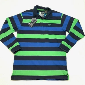 Enyce Rugby Style Herren XL Shirt Blau Grün Langarm 100% Baumwolle - Bild 1 von 12