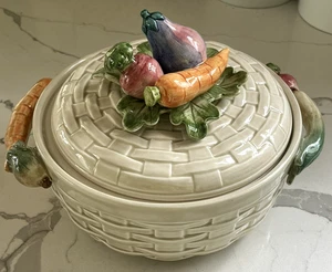 Fitz & Floyd Covered Bowl Handled w/Lid Casserole 1 Qt VTG 1984 Kitchen Harvest - Picture 1 of 24