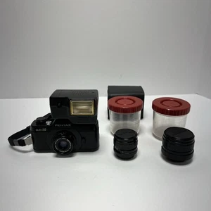 Pentax Auto 110 - ungetestet - Teile oder Reparaturgerät mit Pentax - 3 Objektive und Blitz - Bild 1 von 24