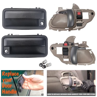 Exterior Door Handle w/ Lock Cylinder For Chevrolet GMC C/K1500 1988-1999 Front - Image 1 of 4