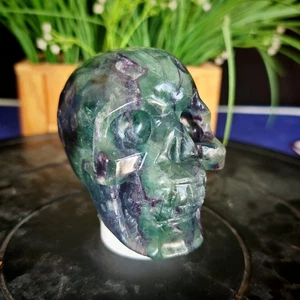 Calavera de fluorita natural de cuarzo tallado a mano de 2,2 lb calavera de cristal curación 1000 g - Imagen 1 de 24