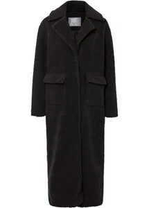 Warmer Teddy-Mantel mit Taschen Gr. 42 Schwarz Damen Longmantel Jacke Neu* - Bild 1 von 1