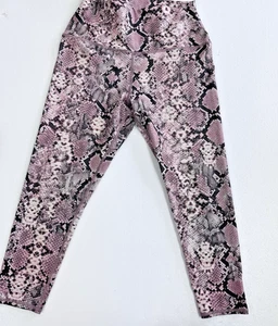 EVOLUTION & CREATION X-LARGE MAUVE & BLACK SNAKE PRINT HIGH WAIST LEGGINGS - Picture 1 of 2
