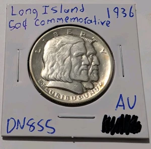 1936 Long Island Tercentenary Silver Commemorative Half Dollar AU - Picture 1 of 3