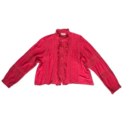 Blusa Isabel Marant Etoile Valda Calada Voile Volantes Roja Mujer 12US/44FR $525 Foto 1 de 4