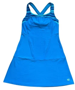 Wilson Tennis Dress Womens Small Blue Shelf Bra Criss Cross Straps Pickleball - Picture 1 of 10