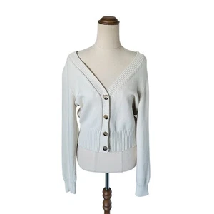 Gorman Sz 12 Cream Cotton Blend Knit Cardigan V Neck Classic Capsule Old Money - Picture 1 of 7