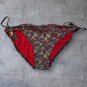 Pantalones de bikini Juicy Couture rojos florales con corbata lateral medianos nuevos sin etiquetas trajes de baño - Imagen 1 de 5