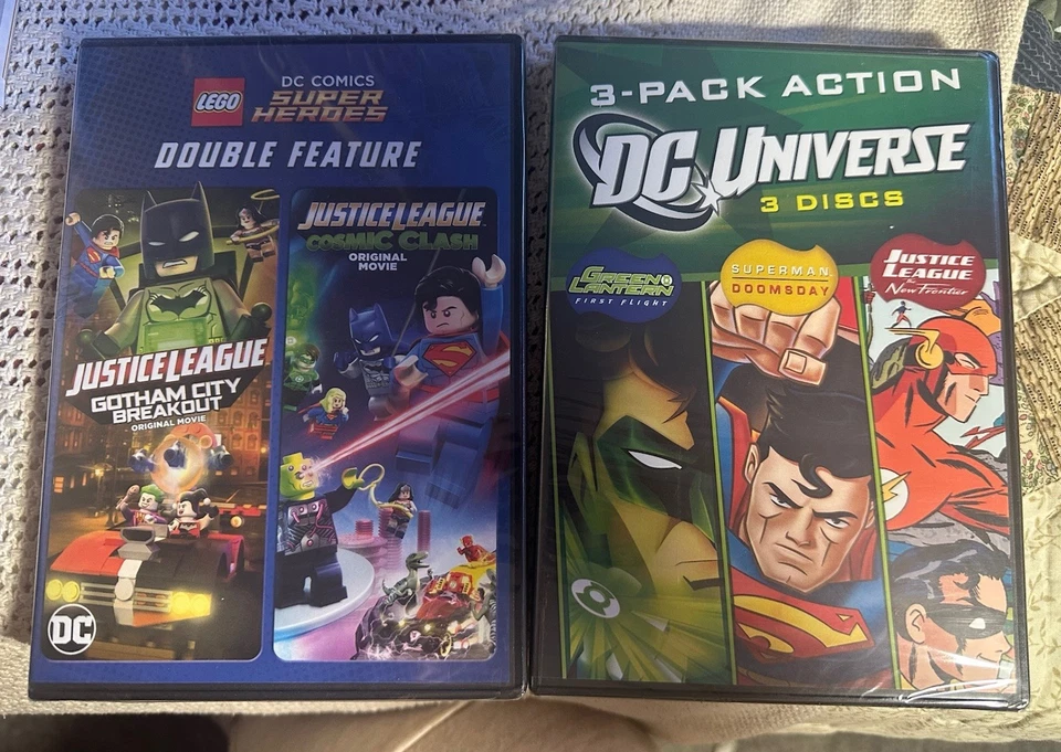 🎄🎁Lego DC Super Heroes: Justice League Double Feat. and DC Universe 3-Pack DVD - Image 1 of 1