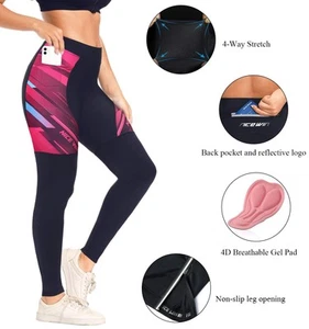 NICEWIN Pantaloni da Ciclismo Donna Pantaloni da Bici Lunghi Imbottitura Sedile 4D Termici Nero/Rosa, L - Foto 1 di 5
