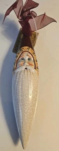 Tear Drop Santa Ornament 8.5" L Ceramic W/Story Tag Hanna'S Handiwork Crackle - Picture 1 of 4