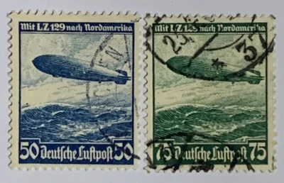 Travelstamps: 1936 Germany Stamps Scott #C57-C58 Reich Airship Airmail Used Ng - Image 1 of 4