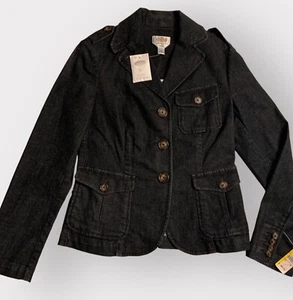 Talbots Jeansjacke Damen 4 schwarz Stretch klassisch minimal maritim Freizeit - Bild 1 von 10