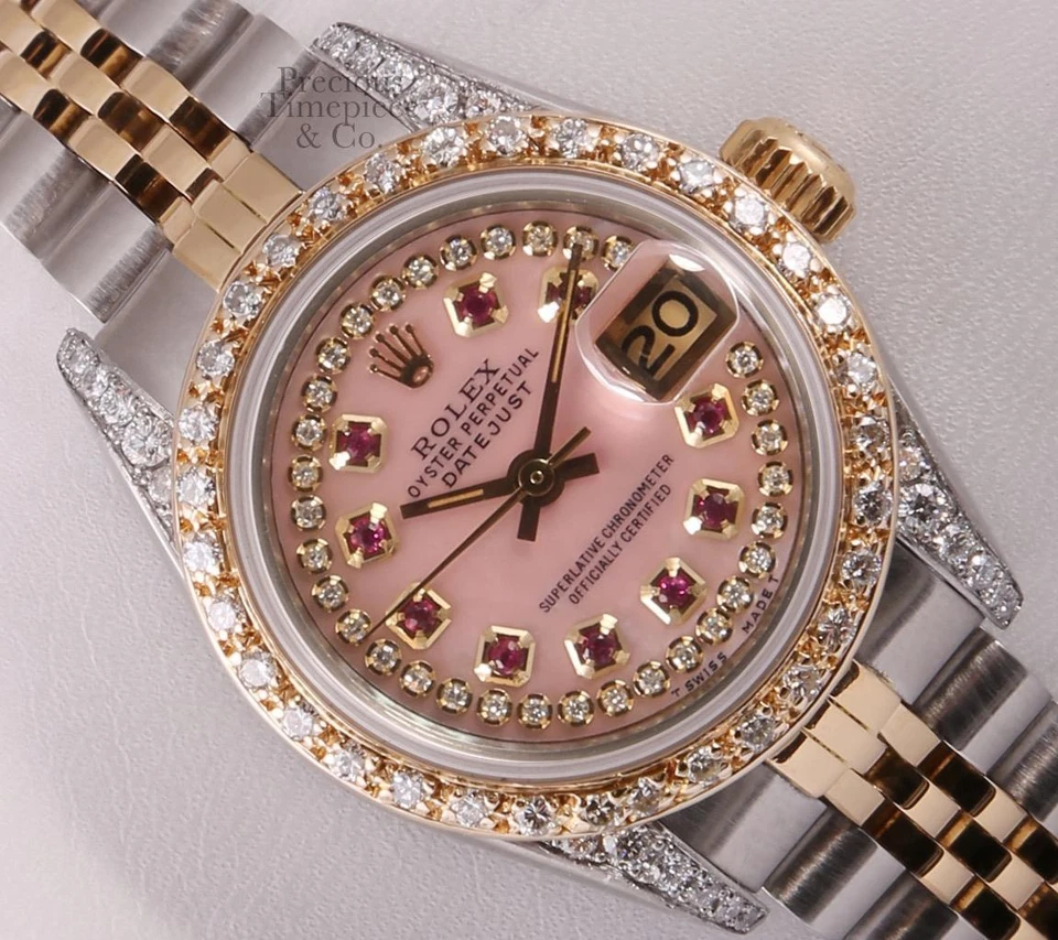 Rolex Lady Datejust 26mm Two Tone 18k Pink MOP String Diamond Dial-Diamond Llug - Image 1 of 4