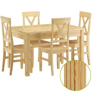 Sitzgarnitur Esstisch Holztisch Stühle Kiefer Vollholzmöbel Jugendzimmer Möbel - Bild 1 von 12