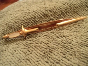 Vintage Swank Sword Tie Bar Clip Gold Toned Pearl Like Handle - Picture 1 of 6
