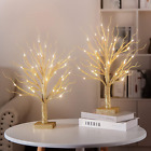 Brightdeco 2 Pieces Lighted Gold Glitter Birch Tree 36Lt Led Wedding Centerpi...