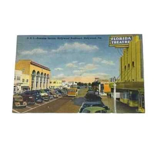 AK Geschäftsansicht Hollywood Blvd Hollywood Florida 1952 Budweiser Autos A193 - Bild 1 von 4