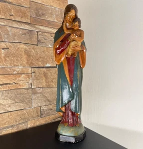 Antique 16" Statue Sculpture 19th Madonna Jesus Child Large Plaster Collector⭐ - Picture 1 of 12