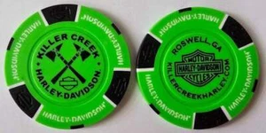 KILLER CREEK HARLEY-DAVIDSON Roswell GA Neon Green/Black Signature Poker Chip - Picture 1 of 3