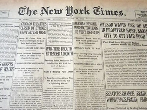 13 de agosto de 1919 New York Times - teatros de Chicago cerrados por huelga - NT 6417 - Imagen 1 de 2