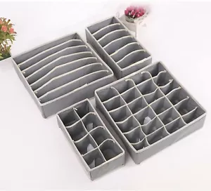 Closet Underwear Organizers Foldable Drawer Dividers for Lingerie Bra Socks 4pcs - Picture 1 of 4
