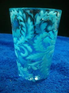Northwood Opalescent Glass Blue Poinsettia Tumbler Antique Victorian Era 1890s - Bild 1 von 13