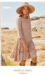 MISTER ZIMI Arabella dress in Sahara sz 12 brown striped linen mix - Picture 1 of 11