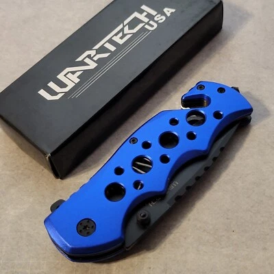 Wartech Knife Assisted Opening Tactical Liner Lock Glass Breaker Belt Cutter - Image 1 of 4