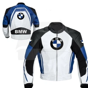 BMW Motorcycle Leather Jacket-Motorbike Leather Riding Jacket - Picture 1 of 3