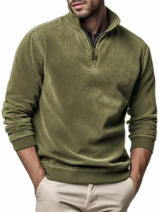 Sudadera con capucha informal de media cremallera para hombre manga larga cuello alto sudadera con capucha pulóver Prendas para el torso - Imagen 1 de 30