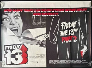 Freitag der 13. Teil 1 + 2 ORIGINAL Quad Film Kino Poster Sean S. Cunningham - Bild 1 von 8
