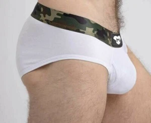 MASKULO Brief Soft Silky Elastic Band Military Cotton Briefs White BR160-80 24 - Picture 1 of 7