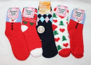 Cozy Holiday Socks Soft Warm Fuzzy Crew Length Socks 5 Pairs - Picture 1 of 1