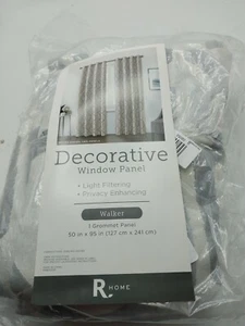 R Home Decorative Panel Light Filtering Curtain Grommet 50 x 95in Walker Silver - Picture 1 of 6