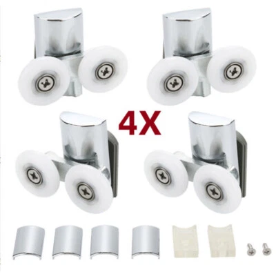 4Pcs Twins Shower Screen Door Rollers Runners Wheels Top&Bottom 23mm Replacement