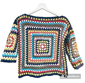 Hand Crocheted Pure Wool Jumper Size 10/12 - Picture 1 of 5