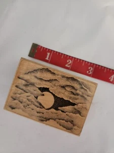 1993-96 Stampscapes moon peering through clouds full moon rubber stamp - Picture 1 of 3